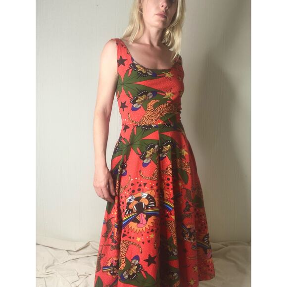 NOOWORKS Vacation Dress Pride Tiger Print Sleeveless Midi Dress US MEDIUM - Picture 3 of 14